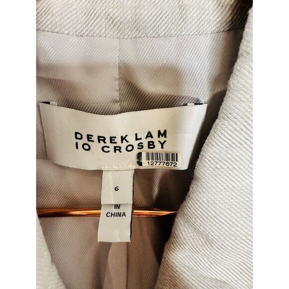 DEREK LAM 10 CROSBY Grey Linen Sleeveless Tailored Single Button Vest Size 6 - Picture 6 of 12